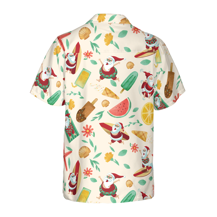 Drune | Hyperfavor Santa Surfing 1 Muster Hawaiian Shirt, Weihnachtshemden Kurzarm Knopf-down Hemd Für Männer Und Frauen