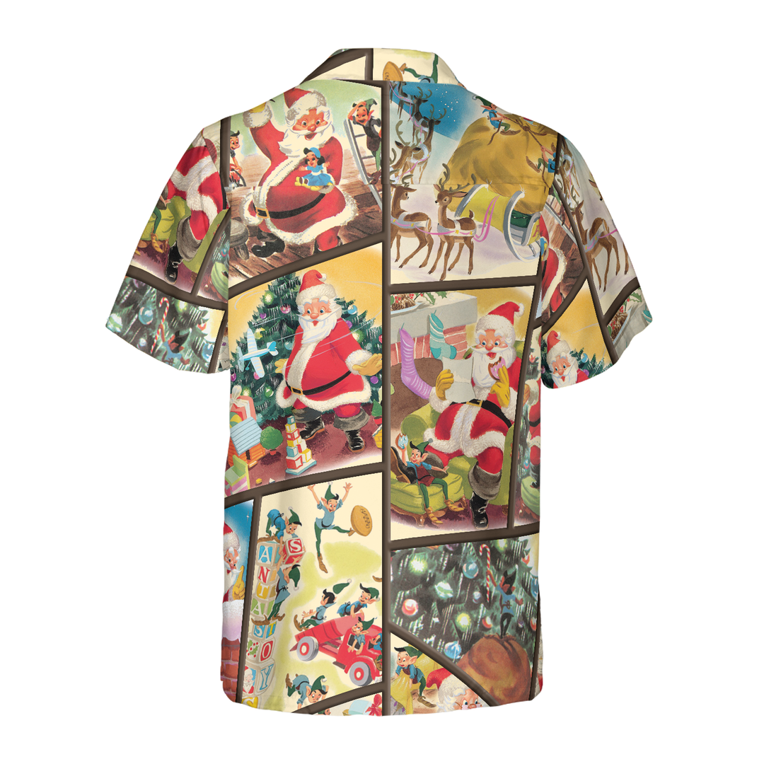 Drune | Hyperfavor Weihnachten Hawaiian Shirts für Herren und Damen, Santa Elf Geschenk Hawaiian Shirt Knopfleiste Kurzarm