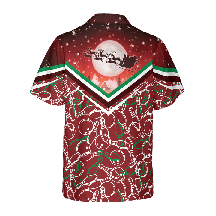Drune | Hyperfavor Weihnachts-Hawaiian-Shirts, Weihnachtsnacht mit Bowling-Muster Shirt Kurzarm, Weihnachts-Shirt Geschenkidee für Männer und Frauen