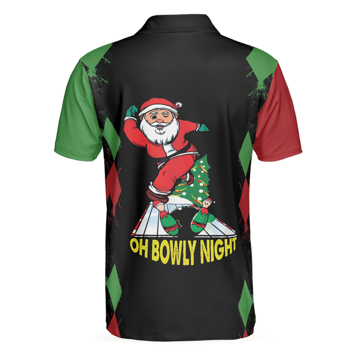 Drune | Bowly Nachthemd Poloshirt, Weihnachtsmotiv Poloshirt Design, Beste Weihnachtsgeschenkidee für Bowlingliebhaber