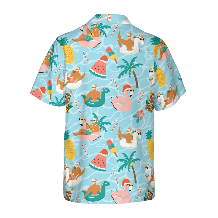 Drune | Hyperfavor Weihnachts-Hawaiian-Shirts, Santa Strand Sommerhemd Kurzarm, Weihnachtshemd Idee Geschenk für Männer und Frauen