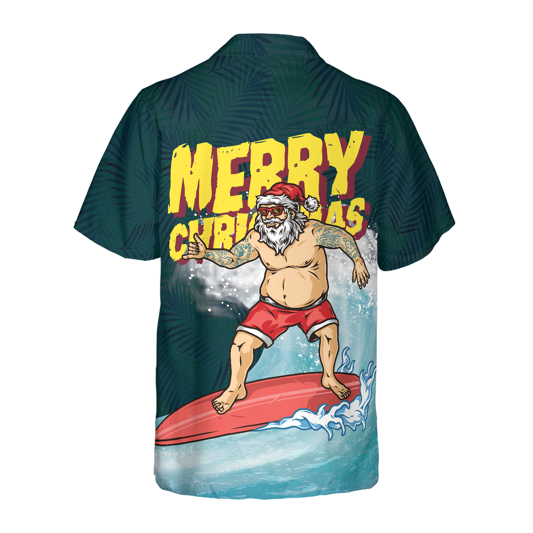 Drune | Hyperfavor Weihnachts-Hawaiianhemden, Surfender Weihnachtsmann Fröhliche Weihnachten Shirt Kurzarm, Weihnachtshemden Geschenkidee für Männer und Frauen