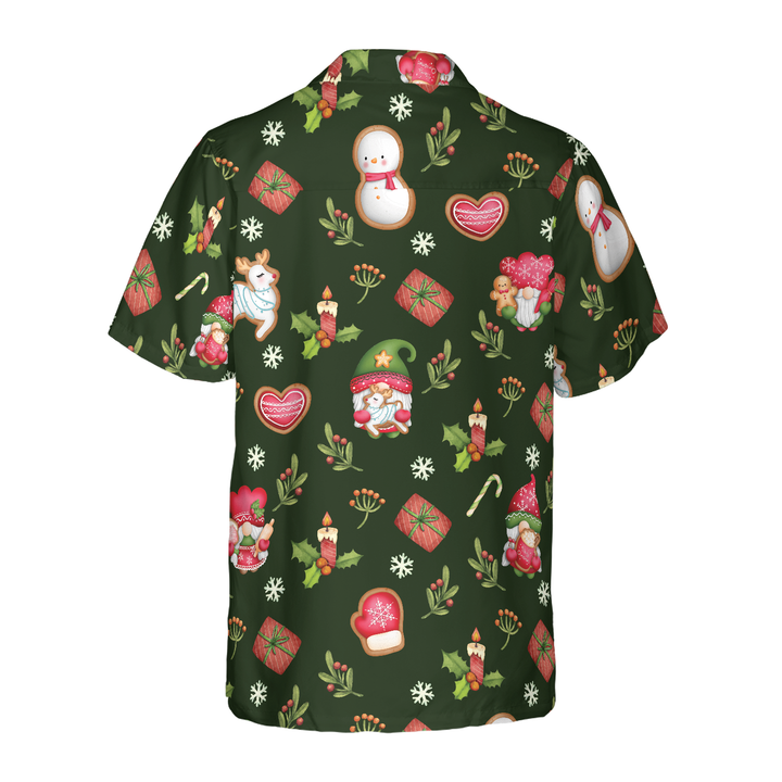 Drune | Hyperfavor Weihnachts-Hawaiianhemden für Männer und Frauen, Gnome Fröhliche Weihnachten Hawaiian Shirt Button Down Shirt Kurzarm