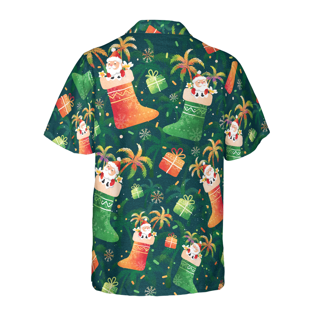 Drune | Hyperfavor Weihnachten Hawaiian Shirts, Santa Weihnachtsstrumpf Muster Shirt Kurzarm, Weihnachtshemd Geschenkidee für Männer und Frauen