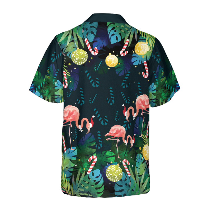 Drune | Hyperfavor Weihnachts Hawaiian Shirts für Männer und Frauen, Weihnachts Flamingo Tropical Hawaiian Shirt Knopfleiste Kurzarm