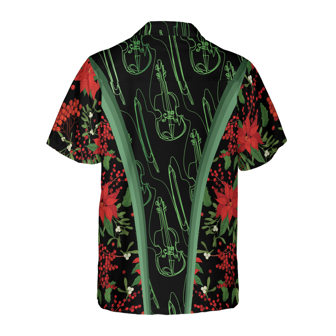 Drune | Hyperfavor Weihnachts-Hawaiianhemden, Weihnachtsgeigenmusik-Musterhemd Kurzarm, Weihnachtshemd Geschenkidee für Männer und Frauen