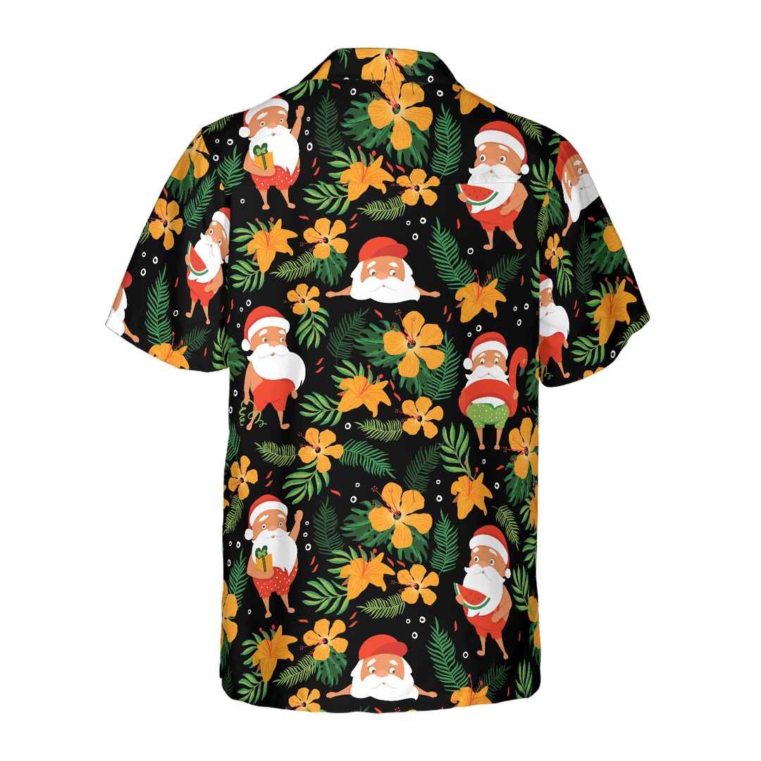 Drune | Hyperfavor Weihnachts-Hawaiianhemden, Santa Schwimmendes tropisches Muster kurzärmliges Hemd, Weihnachtshemd Idee Geschenk für Männer und Frauen