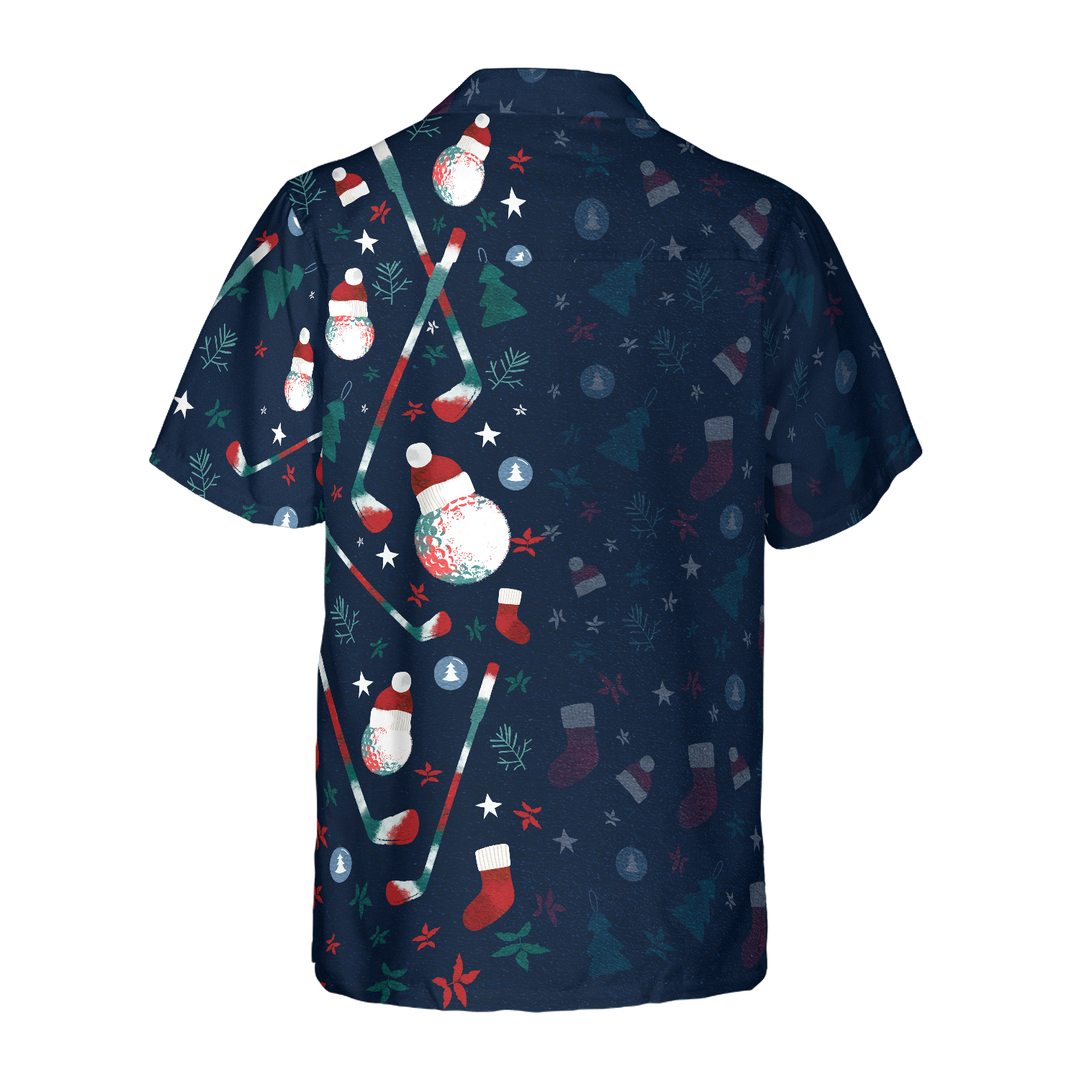Drune | Hyperfavor Weihnachts-Golfmuster Hawaiian Shirt, Weihnachtshemden Kurzarm Button-Down Hemd für Männer und Frauen