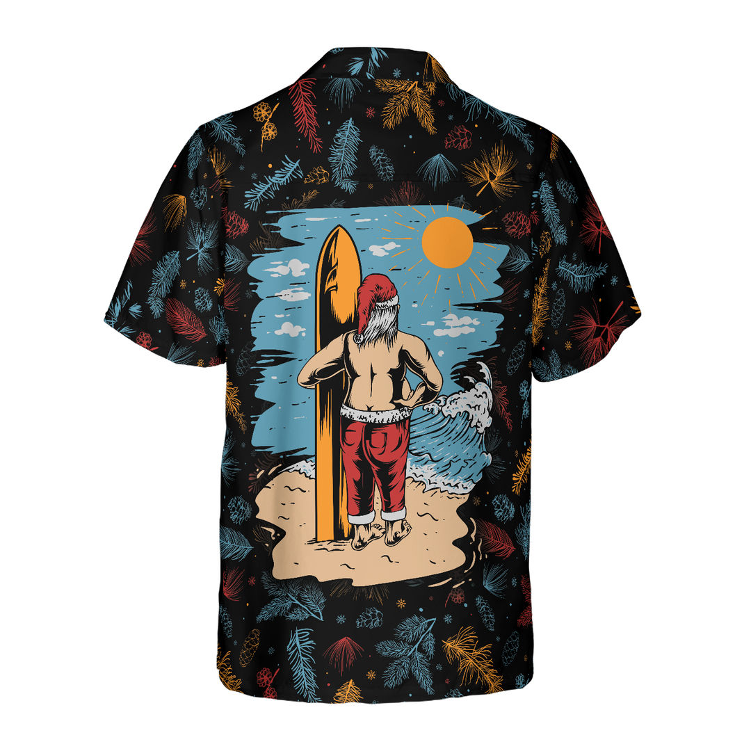 Drune | Hyperfavor Santa Beach Muster 2 Hawaii-Hemd, Weihnachtshemden Kurzarm Knopfdown-Hemd für Männer und Frauen