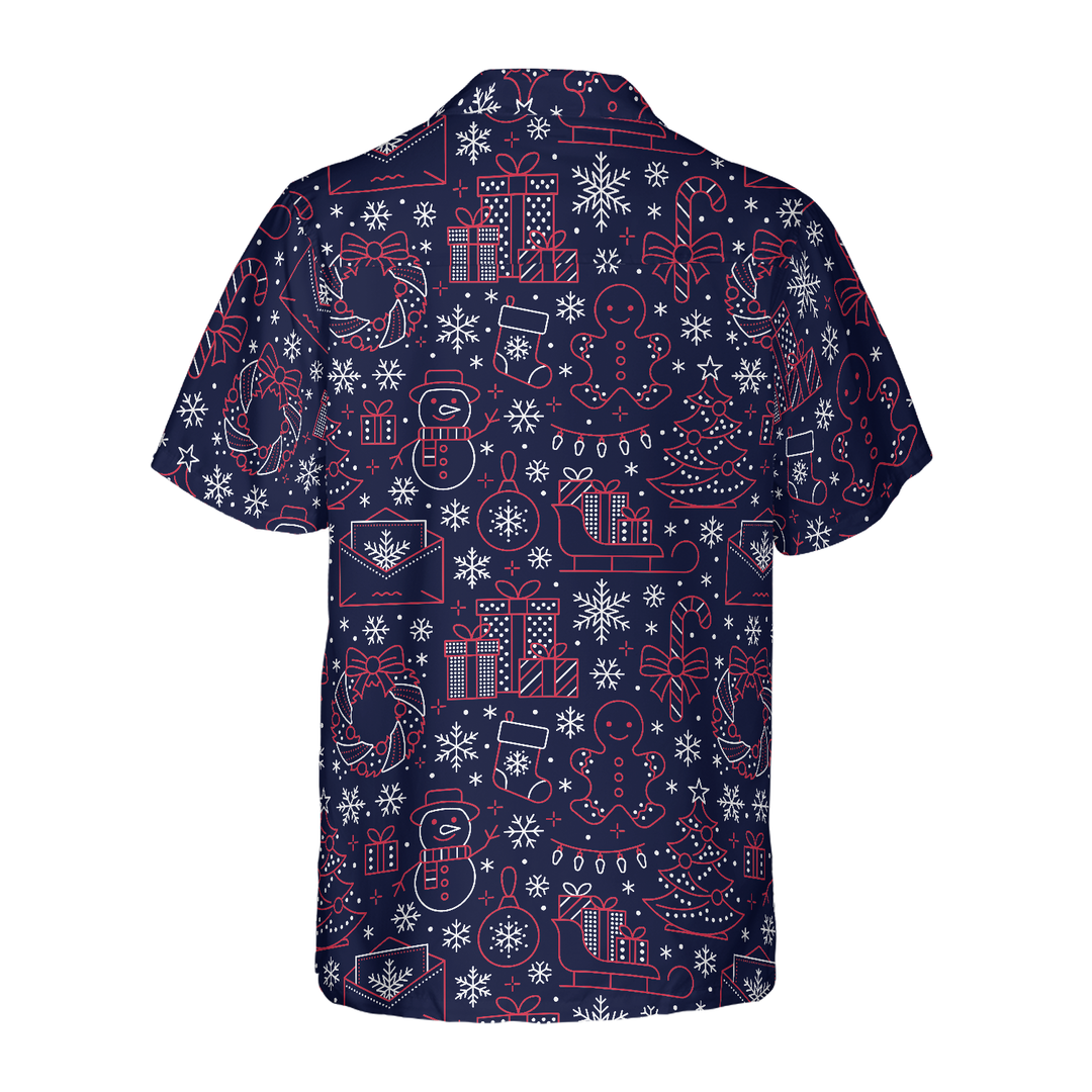 Drune | Hawaiian Hemden, Weihnachtslinienmuster Shirt Kurzarm, Weihnachtshemd Geschenkidee für Männer und Frauen