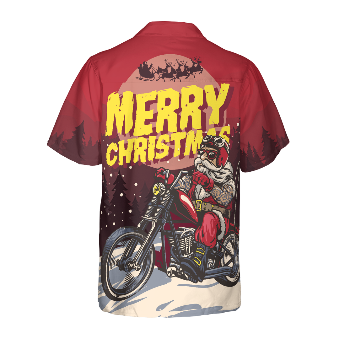 Drune | Hyperfavor Weihnachts Hawaiian Shirts, Santa Motobike Hemd Kurzarm, Weihnachtshemd Geschenkidee für Männer und Frauen