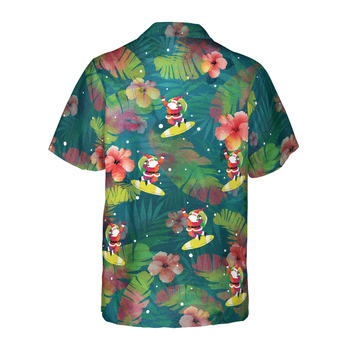Drune | Hyperfavor Weihnachten Hawaiian Shirts für Männer und Frauen, Santa Surfen Tropisches Hawaiian Shirt Knopfdown Shirt Kurzarm