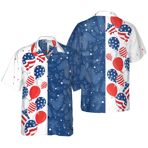Drune | Hyperfavor Weihnachten USA Ballons Muster Hawaiian Shirt, Weihnachtshemden Kurzarm Button-Down-Hemd für Männer und Frauen