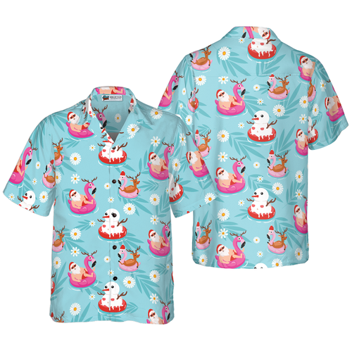 Drune | Hyperfavor Weihnachts-Hawaiian-Shirts, Santa Strand Sommer Muster Shirt Kurzarm, Weihnachtshemden Idee Geschenk Für Männer Und Frauen