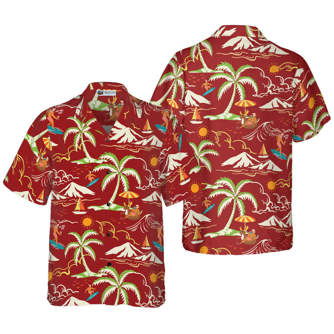 Drune | Hyperfavor Weihnachts-Hawaiian-Shirts, Santa Strand Sommer Muster 1 Shirt Kurzarm, Weihnachts-Shirt Geschenkidee für Männer und Frauen
