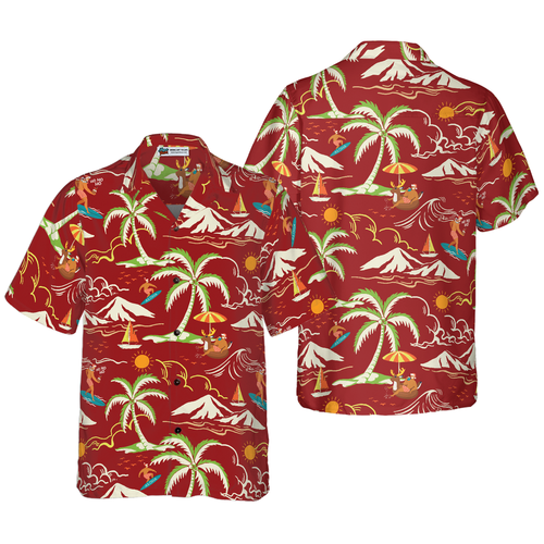 Drune | Hyperfavor Weihnachts-Hawaiian-Shirts, Santa Strand Sommer Muster 1 Shirt Kurzarm, Weihnachts-Shirt Geschenkidee für Männer und Frauen