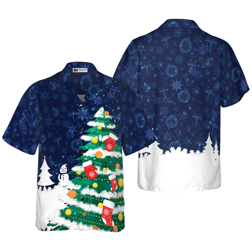 Drune | Hyperfavor Weihnachtsbaum Hawaiian Shirt, Weihnachtshemden Kurzarm Button-Down-Hemd für Männer und Frauen