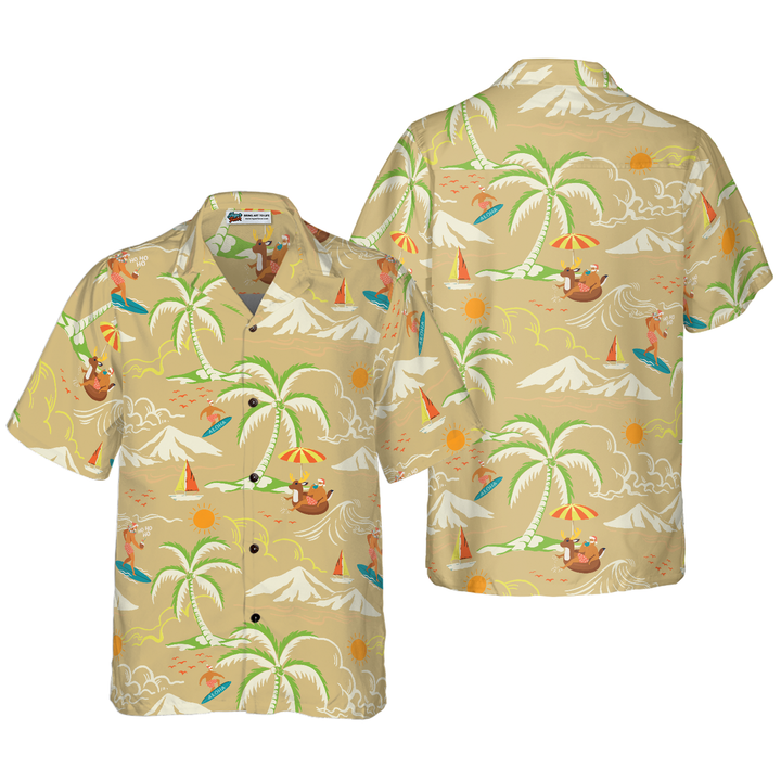 Drune | Hyperfavor Weihnachts-Hawaiian-Shirts, Santa Strand Sommer Muster 4 Shirt Kurzarm, Weihnachtshemd Geschenkidee für Männer und Frauen