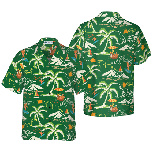 Drune | Hyperfavor Weihnachts-Hawaiian-Shirts, Santa Beach Sommermuster 2 Shirt Kurzarm, Weihnachtshemd Geschenkidee für Männer und Frauen