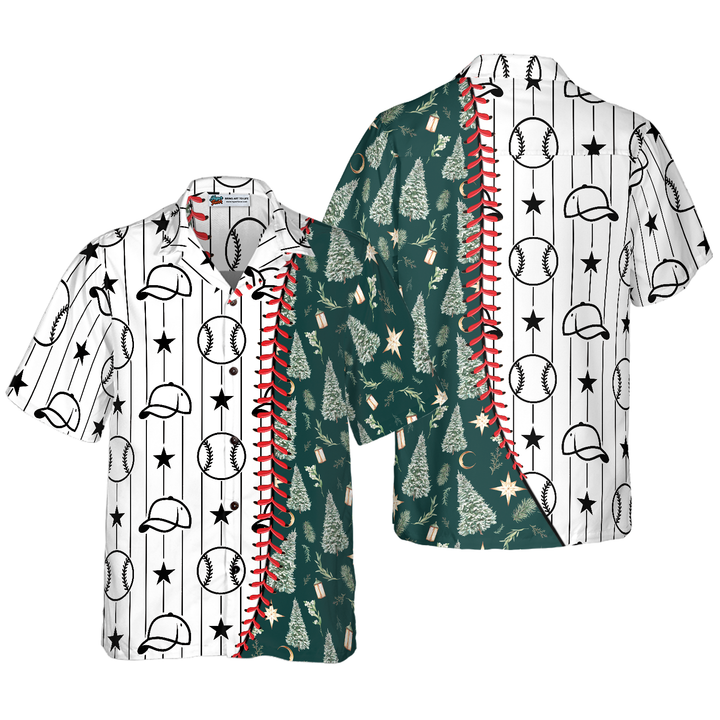 Drune | Hyperfavor Weihnachts-Hawaiian-Shirts, Baseball-Muster-Shirt kurzarm, Weihnachts-Shirt-Idee Geschenk für Männer und Frauen