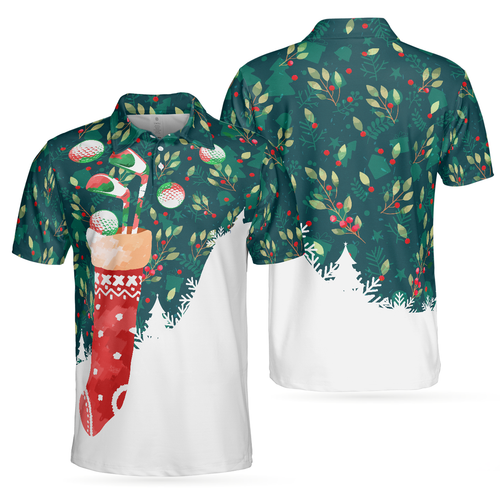 Drune | Weihnachts-Golf-Polo-Shirts für Männer und Frauen, Weihnachtssocken mit Golfball-Muster Herren-Shirt Kurzarm