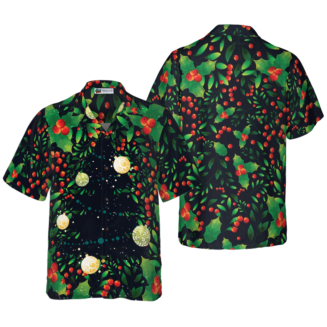 Drune | Hyperfavor Weihnachtsbaum-Muster Hawaiian-Shirt, Weihnachtshemden Kurzarm Button-Down-Shirt für Männer und Frauen