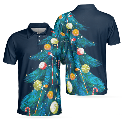 Drune | Weihnachts Golf Polo Shirts - Herren Golf Polo Shirts Kurzarm - Weihnachtsbaum Muster Shirt Dry Fit - Weihnachts Shirt Geschenkidee für Männer