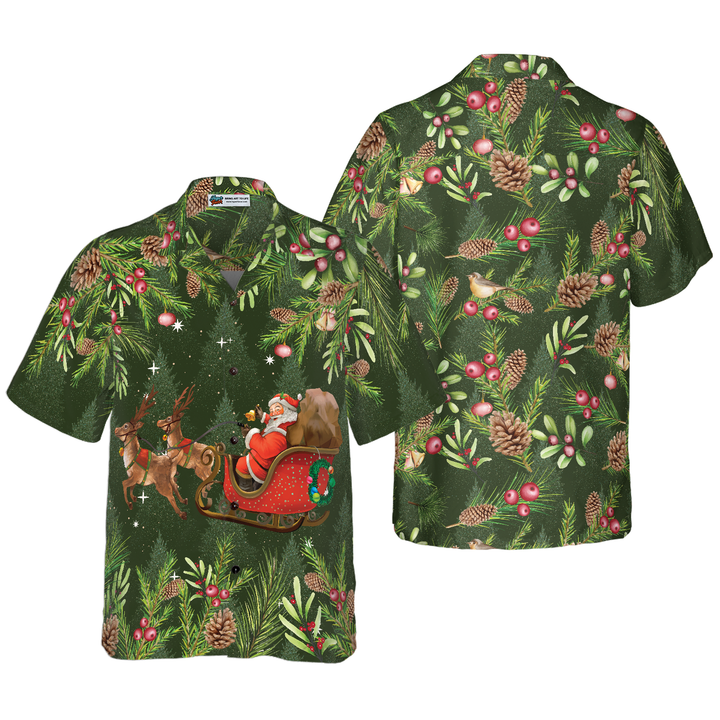 Drune | Hyperfavor Santa Santa Reitender Schlitten 1 Muster Hawaiian-Shirt, Weihnachtshemden Kurzarm Button-Down-Shirt für Männer und Frauen