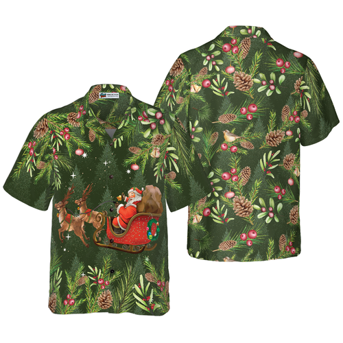 Drune | Hyperfavor Santa Santa Reitender Schlitten 1 Muster Hawaiian-Shirt, Weihnachtshemden Kurzarm Button-Down-Shirt für Männer und Frauen