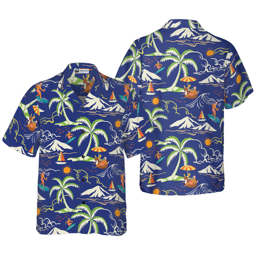 Drune | Hyperfavor Weihnachts-Hawaiian-Shirts, Santa Strand Sommer Muster 3 Kurzarmhemd, Weihnachtshemd Geschenkidee für Männer und Frauen
