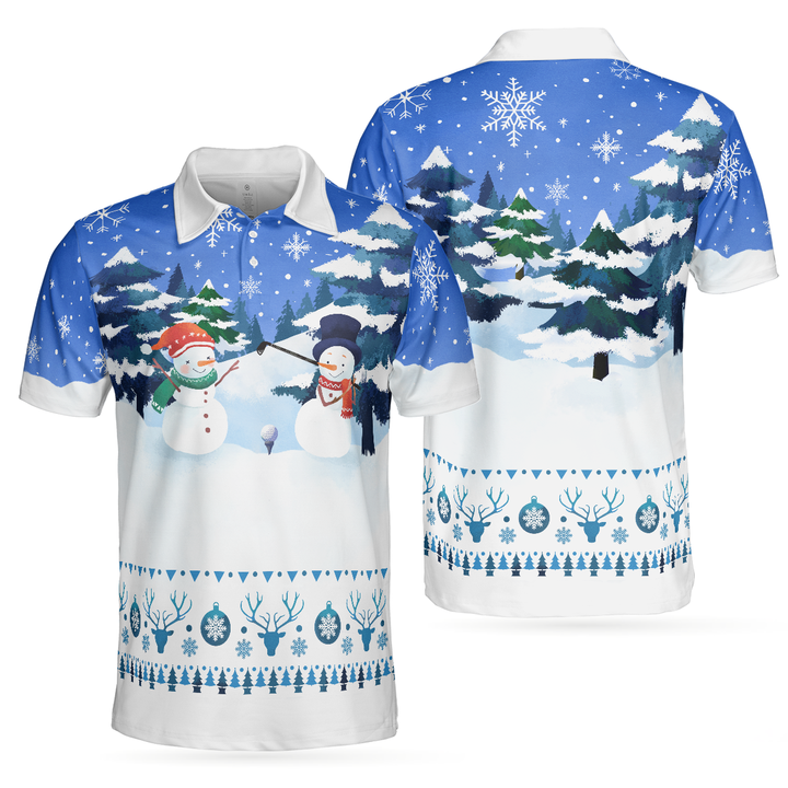 Drune | Weihnachts Golf Polo-Shirts - Herren Golf Polo-Shirts Kurzarm - Lustiges Schneemann-Muster-Shirt Dry Fit - Weihnachts-Shirt Geschenkidee für Männer