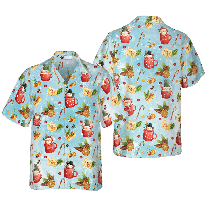 Drune | Hyperfavor Santa Weihnachtsmuster 2 Muster Hawaiian Hemd, Weihnachtshemden Kurzarm Knopfdown Hemd für Männer und Frauen