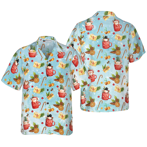 Drune | Hyperfavor Santa Weihnachtsmuster 2 Muster Hawaiian Hemd, Weihnachtshemden Kurzarm Knopfdown Hemd für Männer und Frauen
