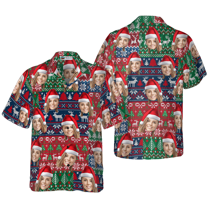 Drune | Lustige benutzerdefinierte Gesichts-Weihnachts-02 benutzerdefinierte Hawaiian-Shirt