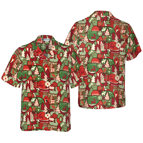 Drune | Hawaiian Hemden, Weihnachtsgeschenk Musterhemd Kurzarm, Weihnachtshemd Geschenkidee für Männer und Frauen
