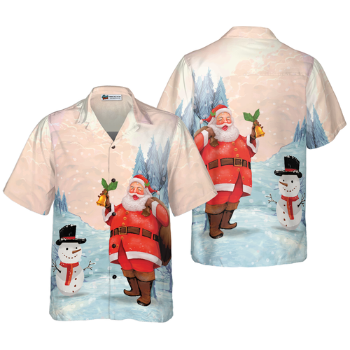 Drune | Hyperfavor Weihnachten Hawaiian Shirts, Santa mit Schneemann Shirt Kurzarm, Weihnachts Shirt Idee Geschenk für Männer und Frauen