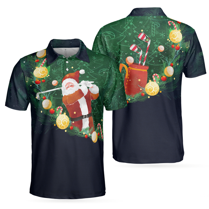 Drune | Weihnachts Golf Polohemden - Herren Golf Polohemden Kurzarm - Santa Golfspiel Muster Shirt - Weihnachts Shirt Geschenkidee für Männer