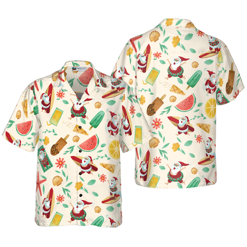 Drune | Hyperfavor Santa Surfing 1 Muster Hawaiian Shirt, Weihnachtshemden Kurzarm Knopf-down Hemd Für Männer Und Frauen