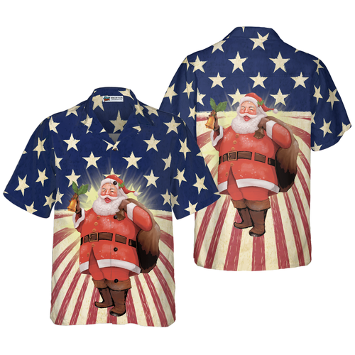 Drune | Hyperfavor Santa Weihnachten Santa Amerika Hawaiian-Shirt, Weihnachtshemden Kurzarm Knopf-down-Hemd für Männer und Frauen