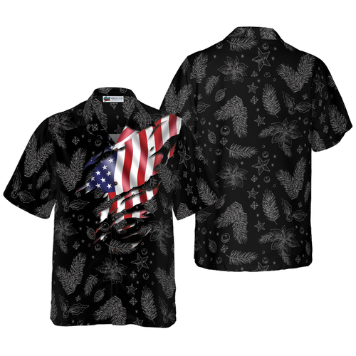Drune | Hyperfavor Weihnachts-Hawaiianhemden, Weihnachts-USA-Flaggenmuster-Hemd Kurzarm, Weihnachtshemden-Idee Geschenk Für Männer Und Frauen