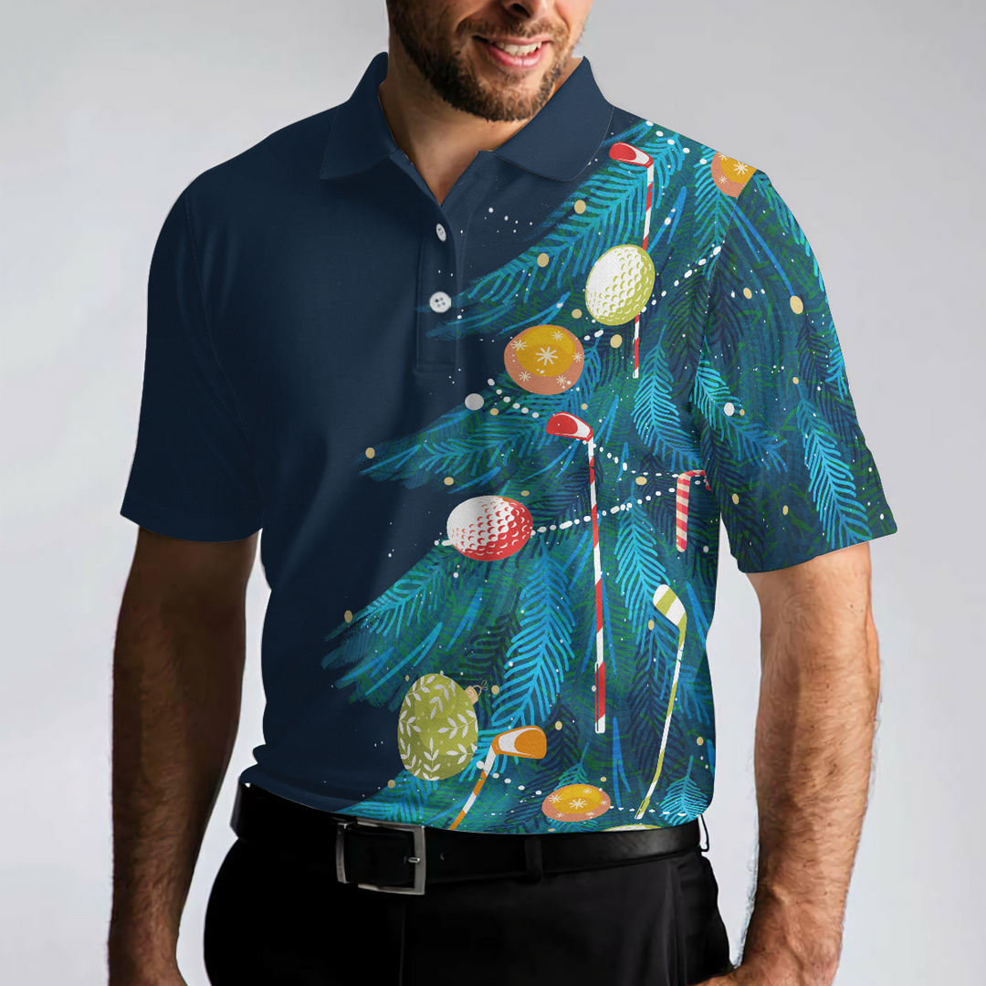 Drune | Weihnachts Golf Polo Shirts - Herren Golf Polo Shirts Kurzarm - Weihnachtsbaum Muster Shirt Dry Fit - Weihnachts Shirt Geschenkidee für Männer