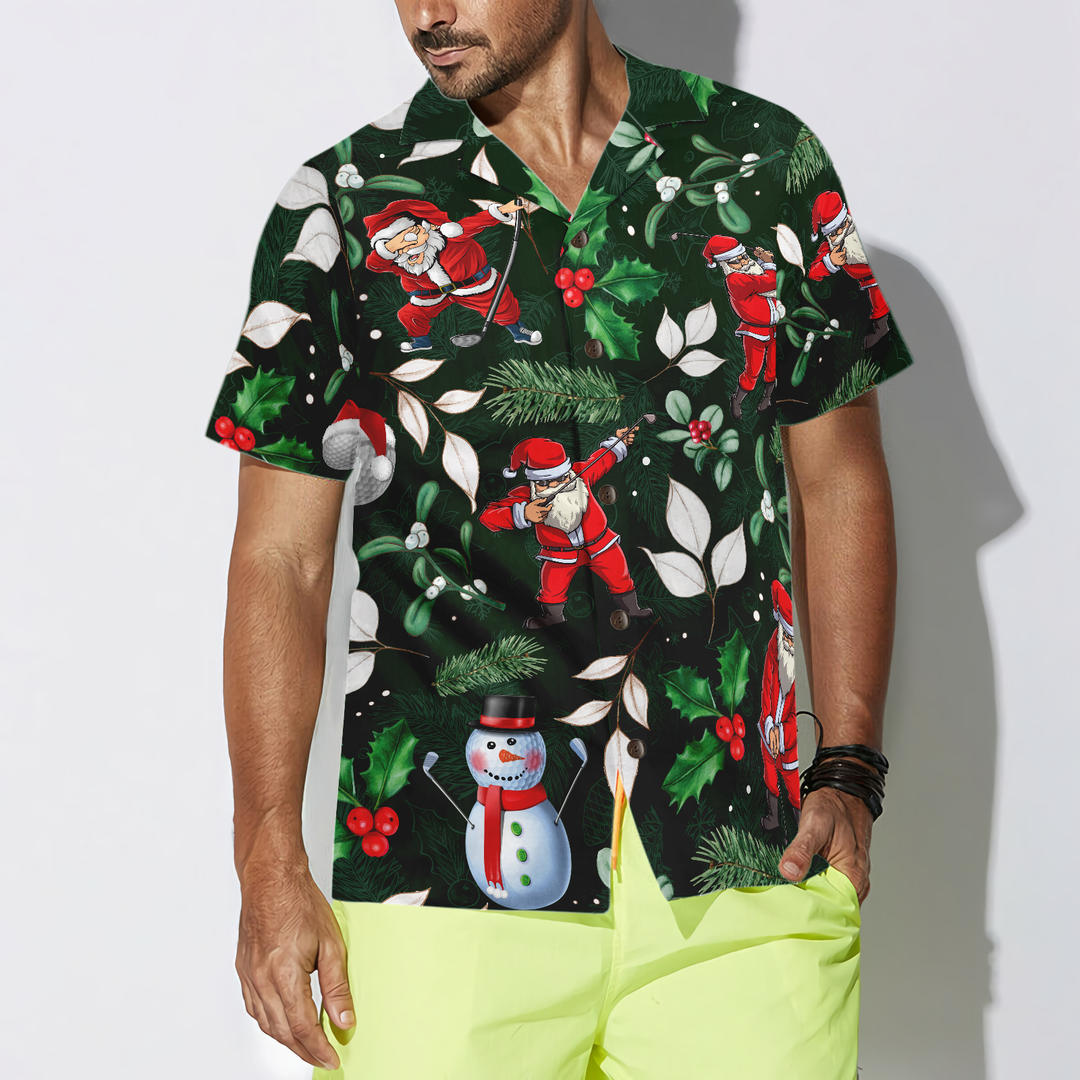 Drune | Hyperfavor Weihnachten Hawaiianische Hemden, Santa Golfspiel Muster Hemd Kurzarm, Weihnachtshemd Geschenkidee für Männer und Frauen