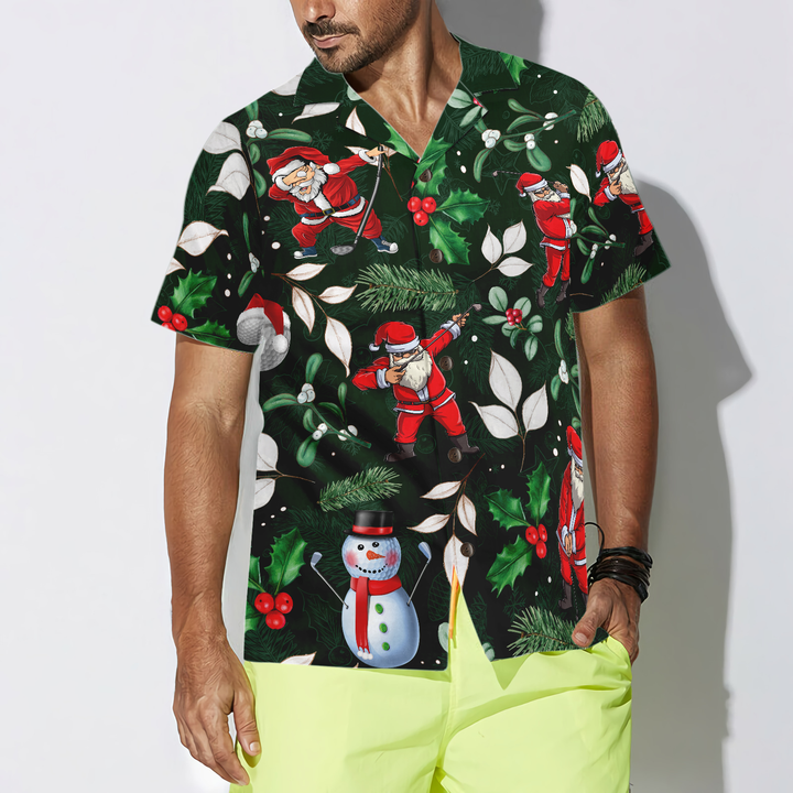 Drune | Hyperfavor Weihnachten Hawaiianische Hemden, Santa Golfspiel Muster Hemd Kurzarm, Weihnachtshemd Geschenkidee für Männer und Frauen