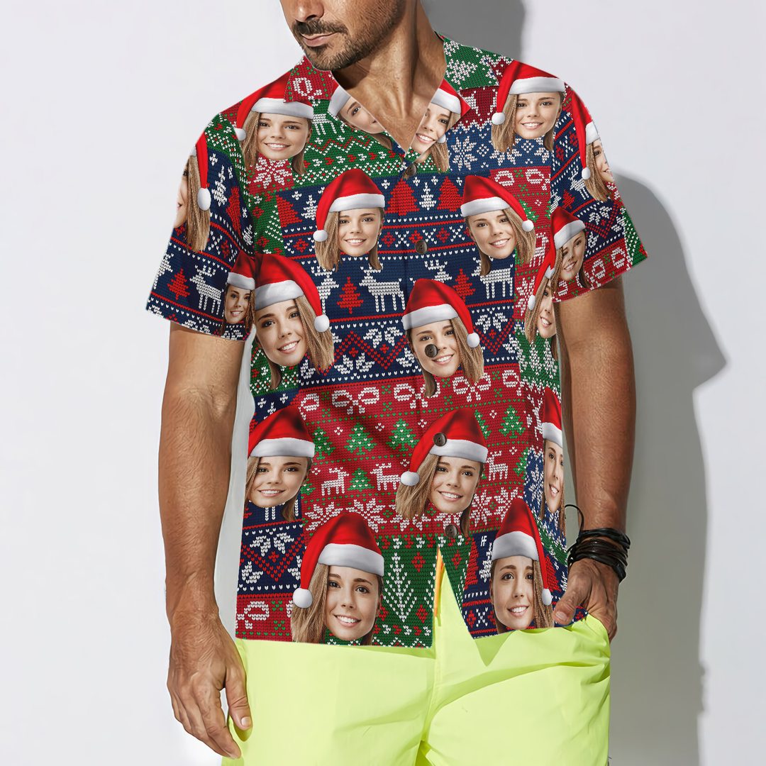 Drune | Lustige benutzerdefinierte Gesichts-Weihnachts-02 benutzerdefinierte Hawaiian-Shirt