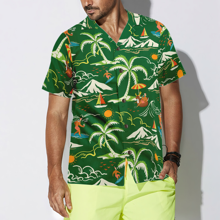 Drune | Hyperfavor Weihnachts-Hawaiian-Shirts, Santa Beach Sommermuster 2 Shirt Kurzarm, Weihnachtshemd Geschenkidee für Männer und Frauen