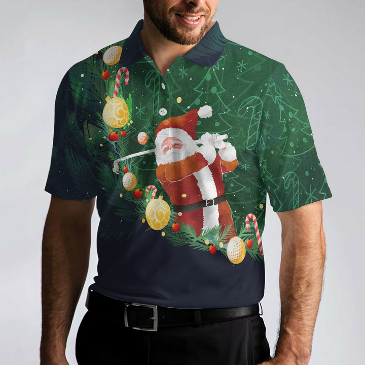 Drune | Weihnachts Golf Polohemden - Herren Golf Polohemden Kurzarm - Santa Golfspiel Muster Shirt - Weihnachts Shirt Geschenkidee für Männer