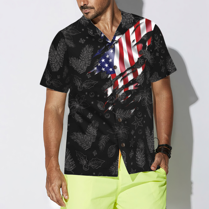 Drune | Hyperfavor Weihnachts-Hawaiianhemden, Weihnachts-USA-Flaggenmuster-Hemd Kurzarm, Weihnachtshemden-Idee Geschenk Für Männer Und Frauen