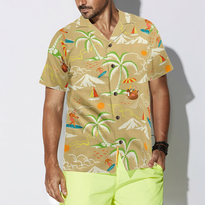 Drune | Hyperfavor Weihnachts-Hawaiian-Shirts, Santa Strand Sommer Muster 4 Shirt Kurzarm, Weihnachtshemd Geschenkidee für Männer und Frauen