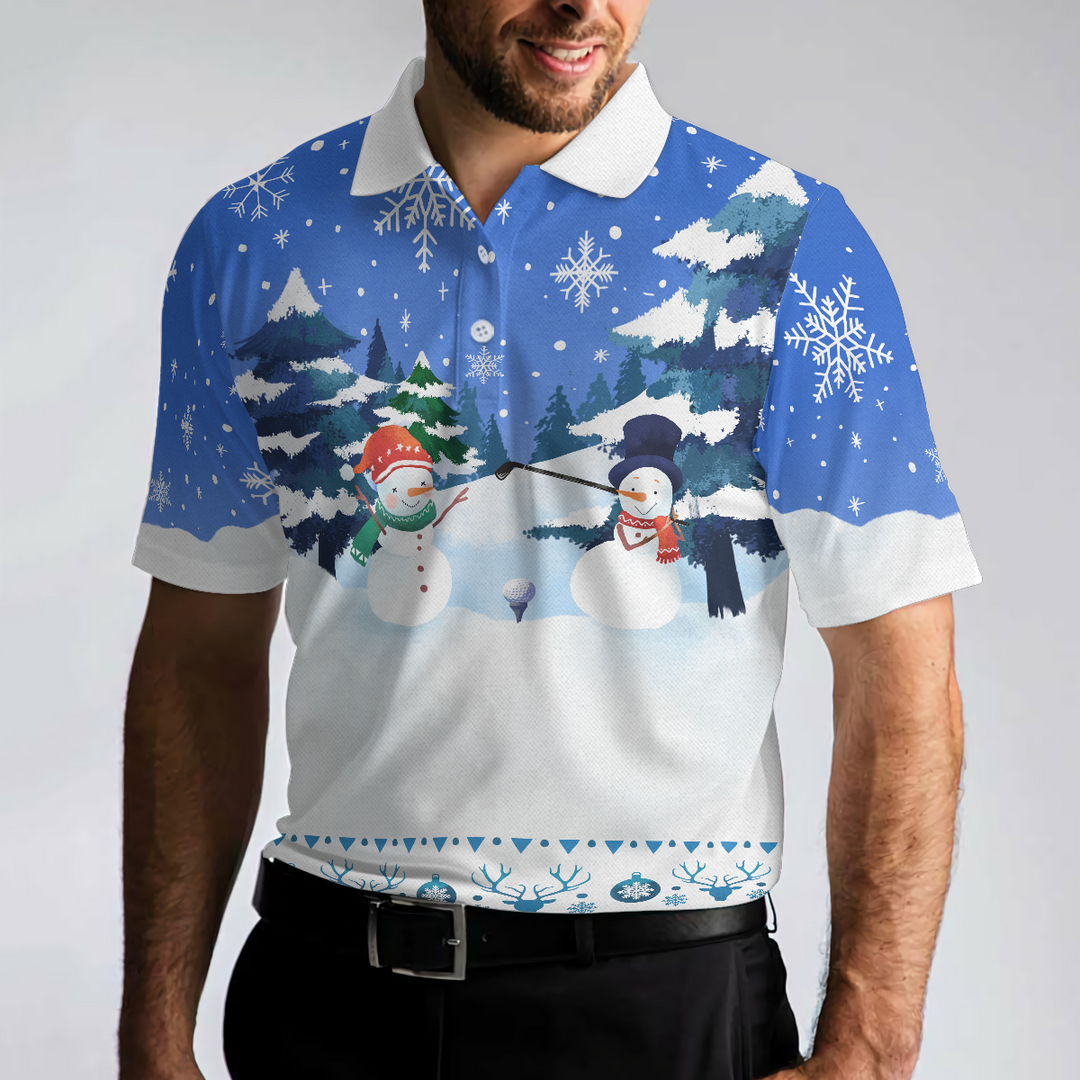 Drune | Weihnachts Golf Polo-Shirts - Herren Golf Polo-Shirts Kurzarm - Lustiges Schneemann-Muster-Shirt Dry Fit - Weihnachts-Shirt Geschenkidee für Männer