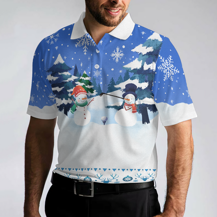 Drune | Weihnachts Golf Polo-Shirts - Herren Golf Polo-Shirts Kurzarm - Lustiges Schneemann-Muster-Shirt Dry Fit - Weihnachts-Shirt Geschenkidee für Männer